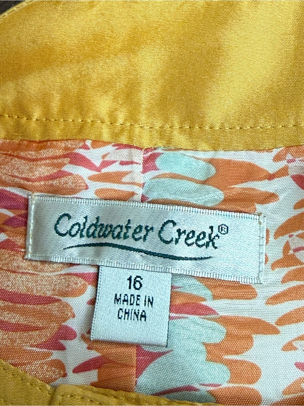 Coldwater Creek Yellow Silk Jacket Button Front Crop 3/4 Sleeve Size 16 Chic - Picture 7 of 11
